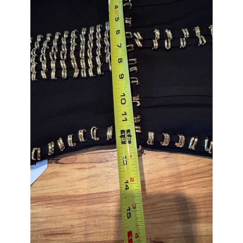 Byraya Bodycon Scuba Bandage Dress with Gold Links – Size M - Picture 12 of 14